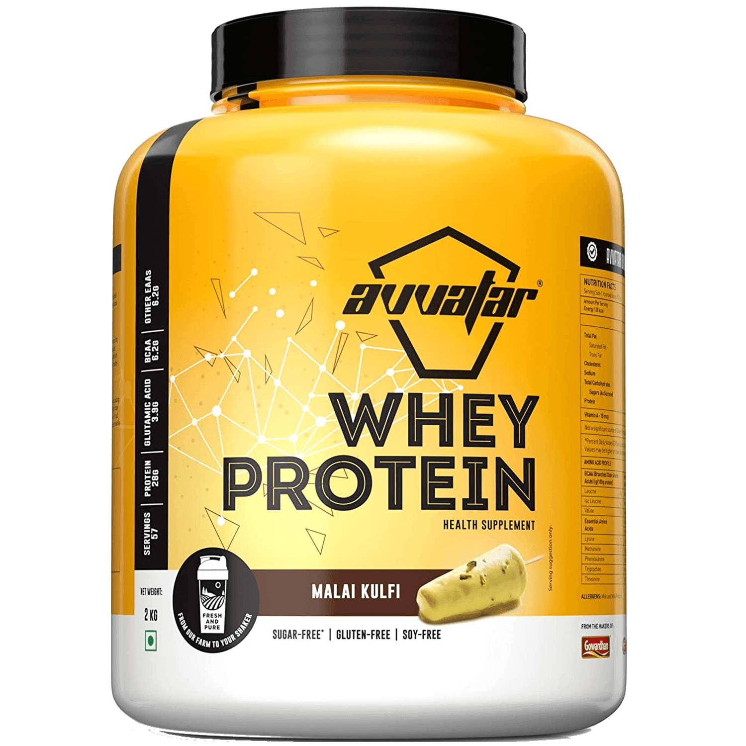 AVVATAR 100% WHEY PROTEIN | 2Kg | Malai Kulfi Flavour