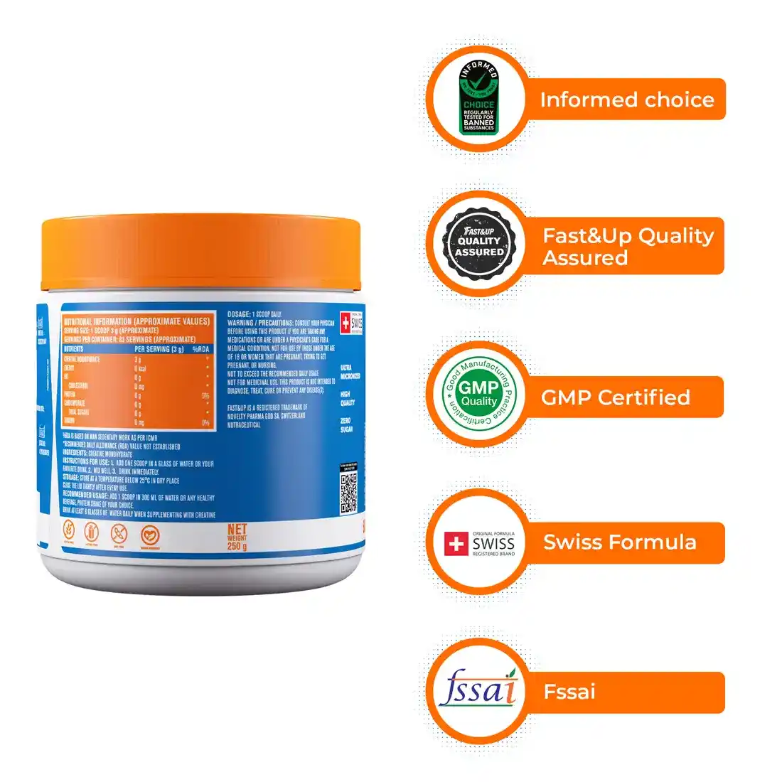 FAST&UP CREATINE MONOHYDRATE - 3G ULTRA MICRONIZED CREATINE