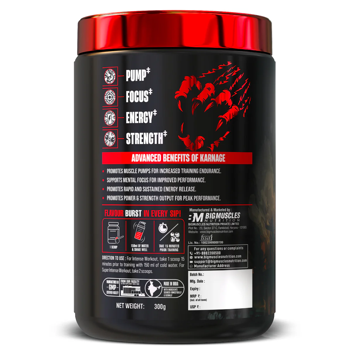 Nutrition Karnage Pre workout (Free T-shirt)