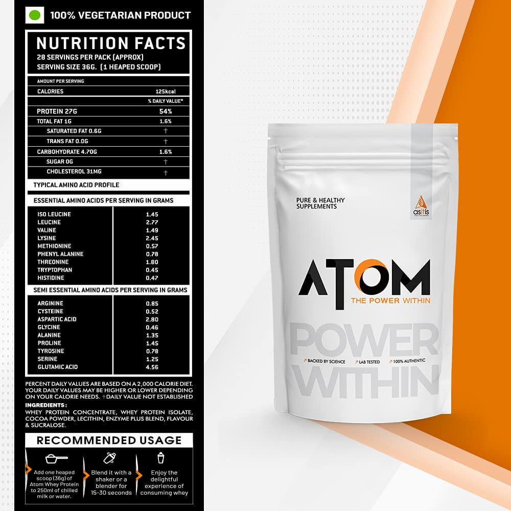 ASITIS ATOM 100% WHEY PROTEIN WITH ENZYMEBLEND  1KG