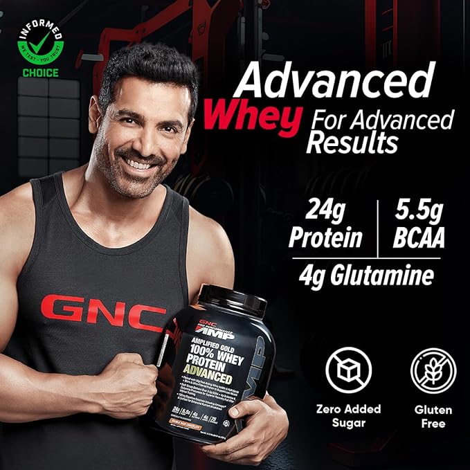 GNC AMP GOLD SERIES 100% WHEY PROTEIN ADVANCE 4LBS WITH FREE GNC TRIPLE STRENGTH OMEGA-3 30 SOFTGEL