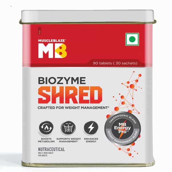 Muscleblaze Biozyme Shred, 90 Tablets, Supports Weight Management & Boosts Metabolism