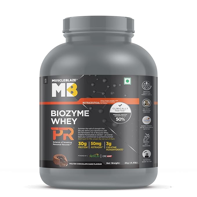 MuscleBlaze Biozyme Whey Protein PR 30g Protein, 3g Creatine Monohydrate & 50mg AstraGin