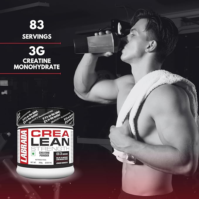 Labrada CreaLean Powder (Post Workout, Sustain longer workout, Muscle Repair & Recovery, 3g Creatine Monohydrate,For 83 Servings) - 0.55 lbs (250 gm)