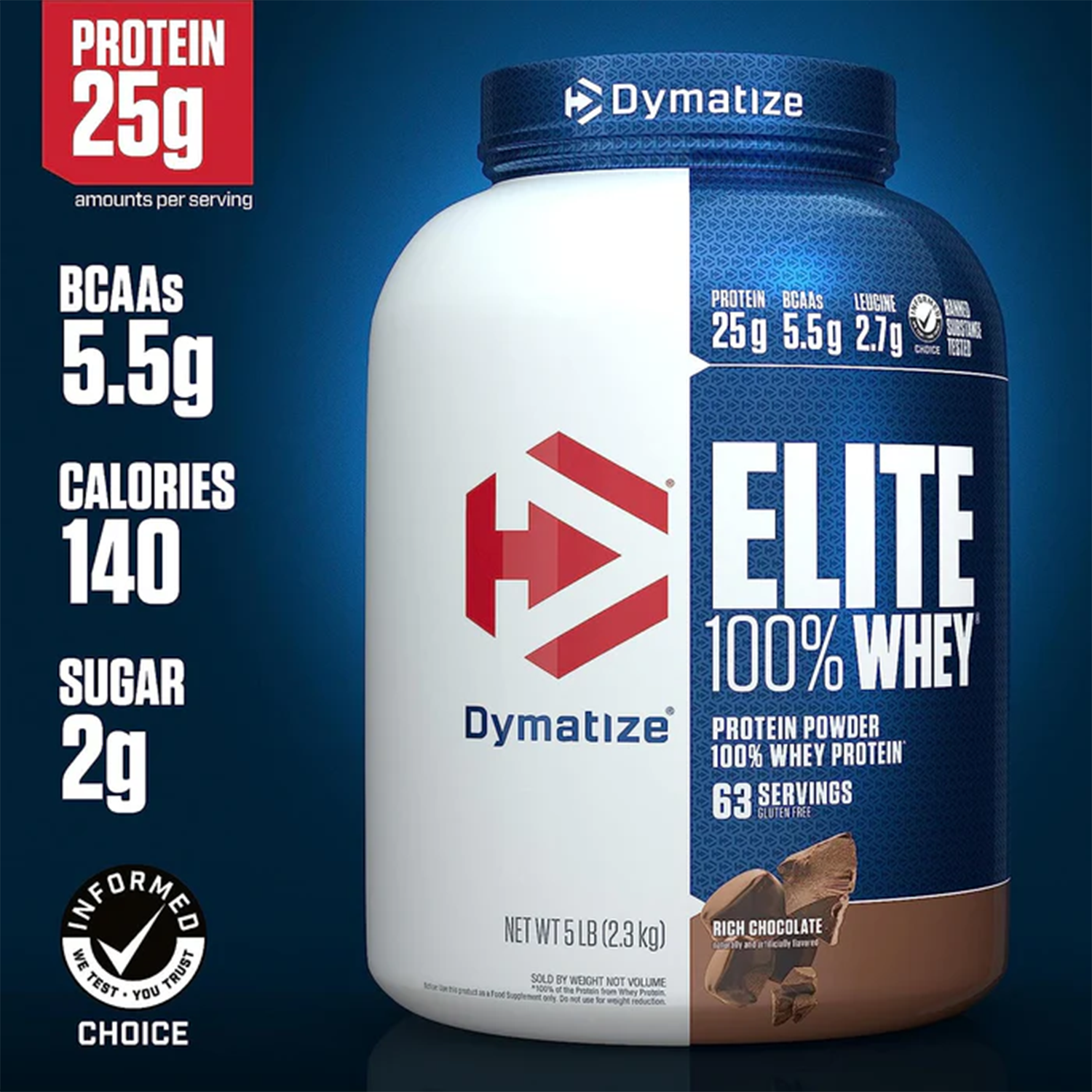 DYMATIZE ELITE 100% WHEY PROTEIN, 5 LBS.